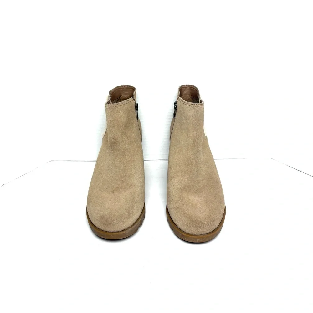 UGG Koolaburra Wedge Boots Yonela Ortholite Tan Suede Ankle Zip Womens 11 Winter